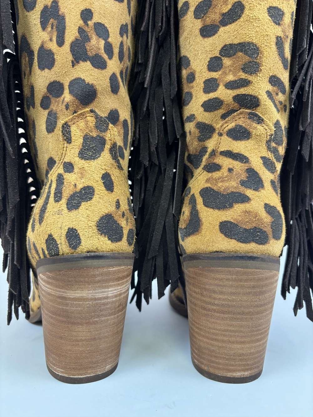 Dingo Twisted Leopard Fringe Suede Western Cowboy Boots Size 10 NIB - Picture 6 of 17